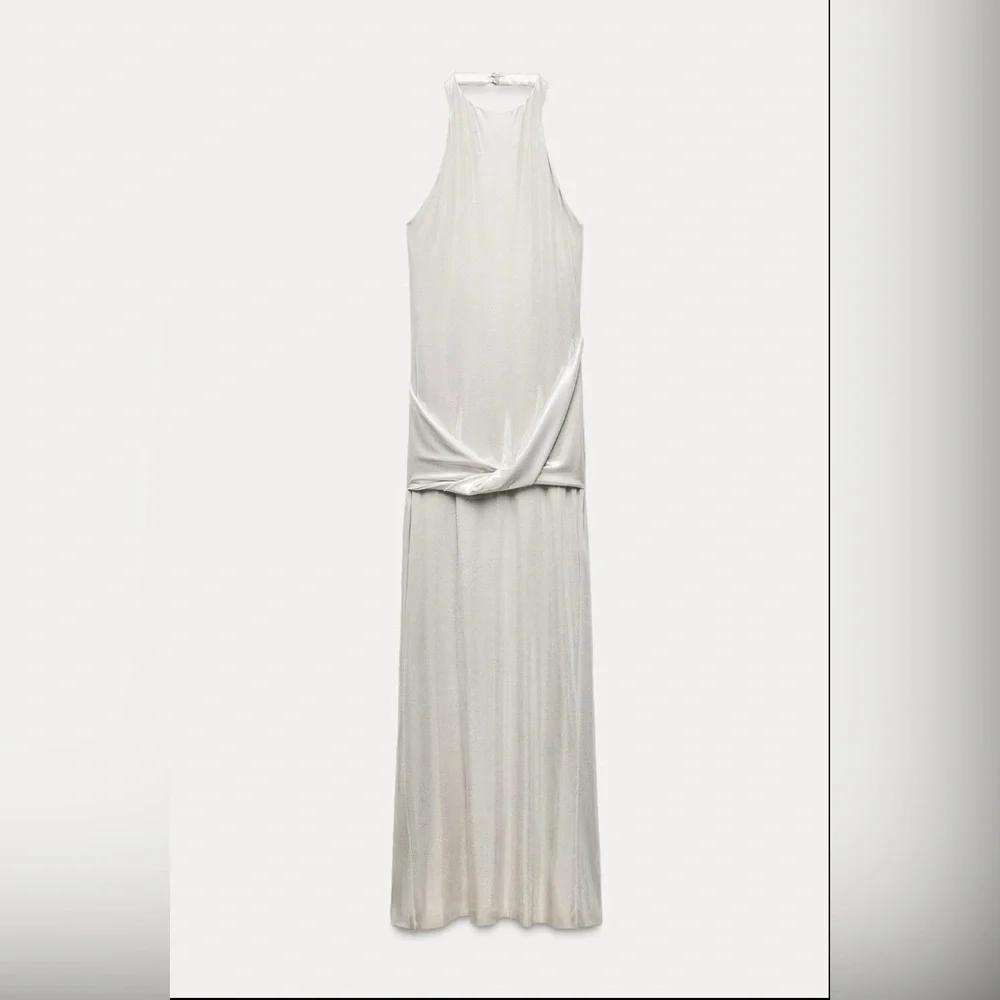 Zara Long Foil Halter Dress - Picture 3 of 7